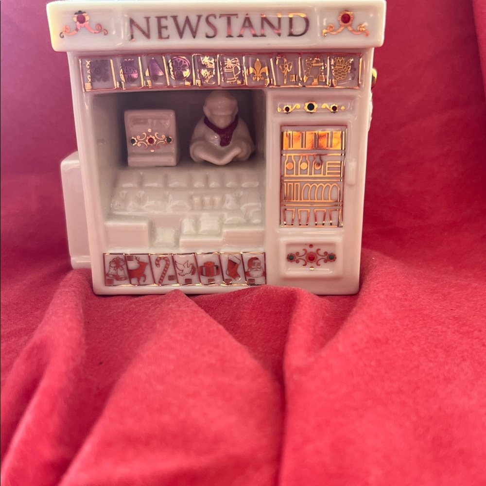 Lenox Holiday Newsstand Decor with Gold and Red Accents